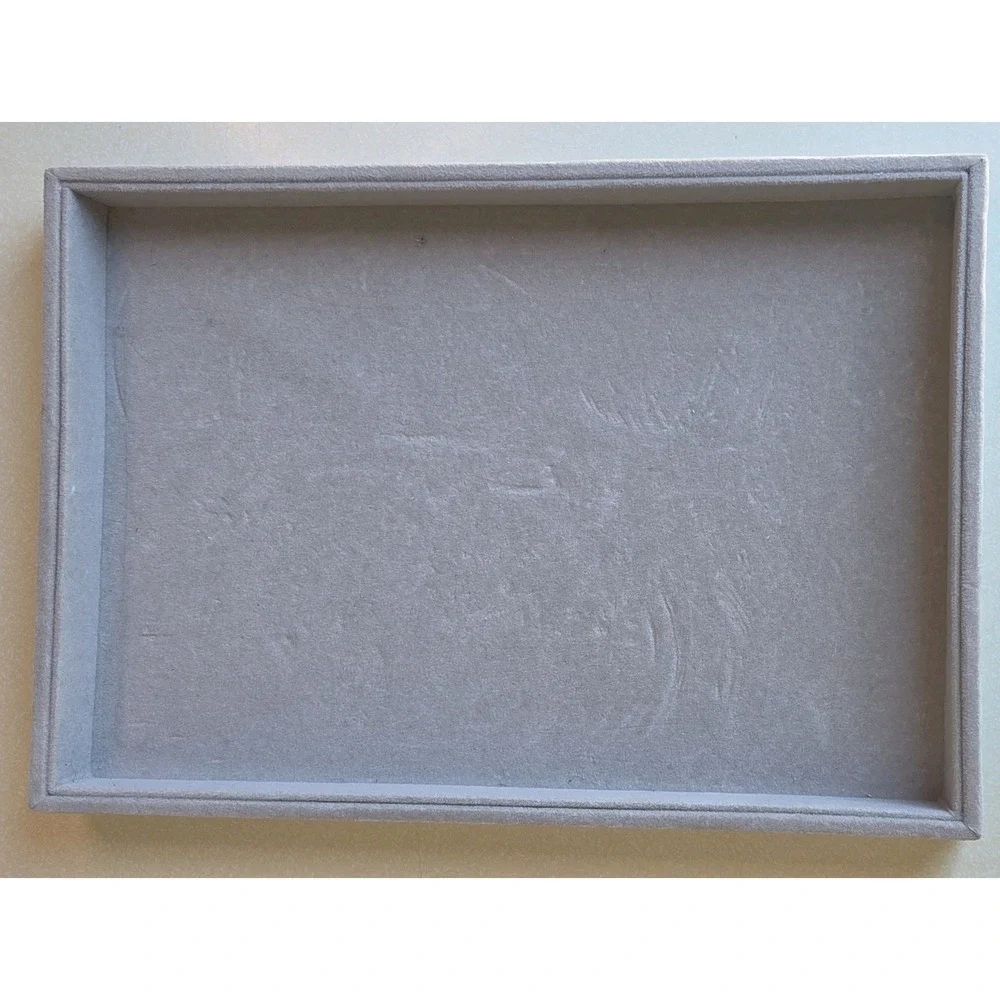 Jewelry Organizer Trays Set of 4 Gray Velvet Stackable Drawer Inserts Large
